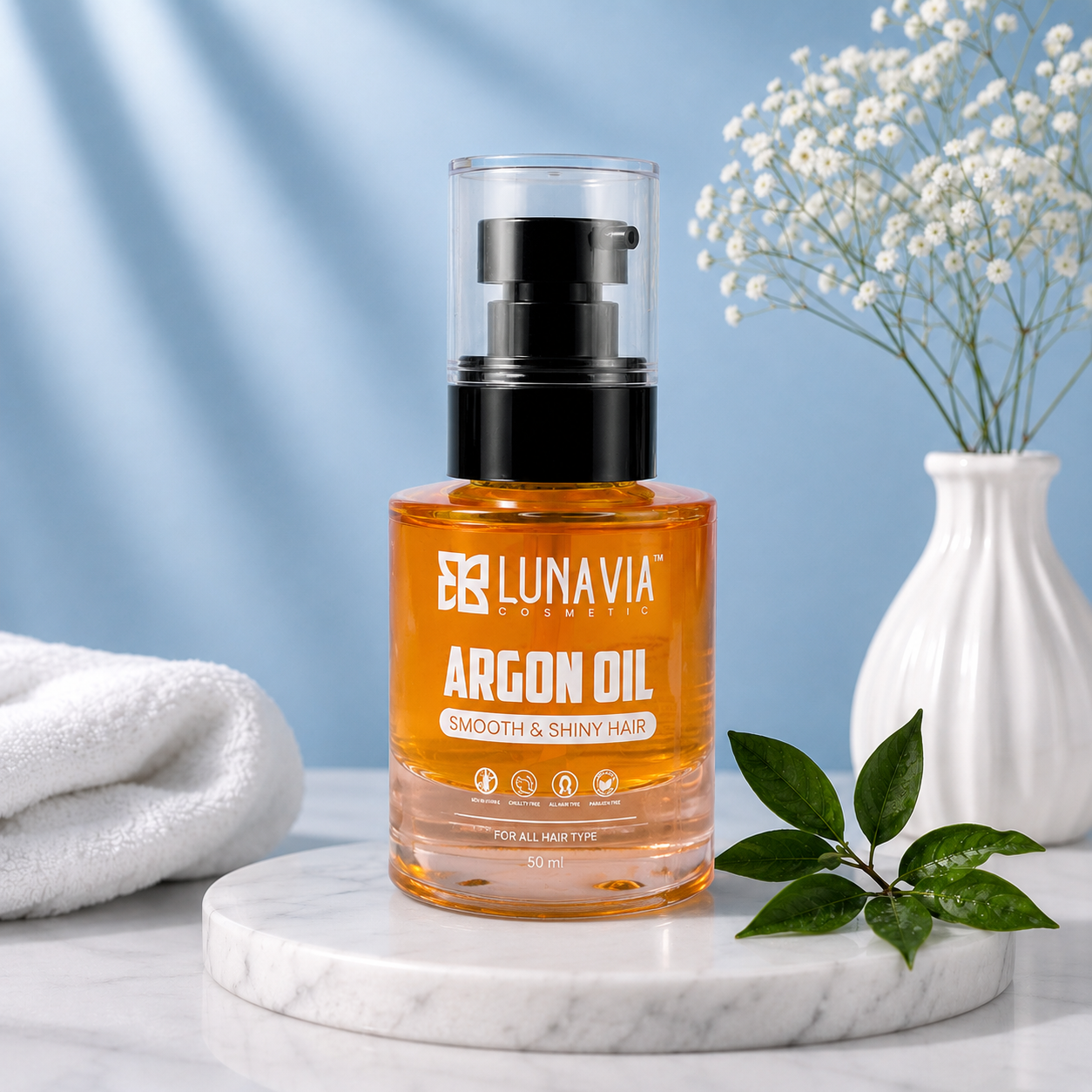 Argan Hair Oil for Hair Growth & Frizz Control | Smooth & Shiny Hair Serum | Natural Hair Nourishing Oil | 50ml