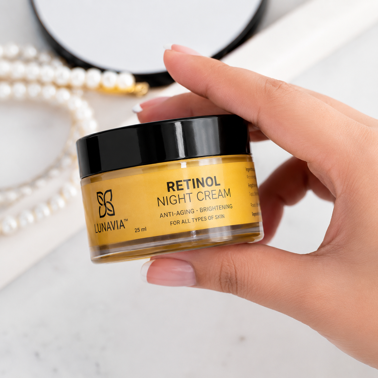 Retinol Night Cream for Anti-Aging & Skin Brightening | Overnight Repair Cream for Wrinkles, Fine Lines & Glowing Skin | Retinol Face Cream | 25ml