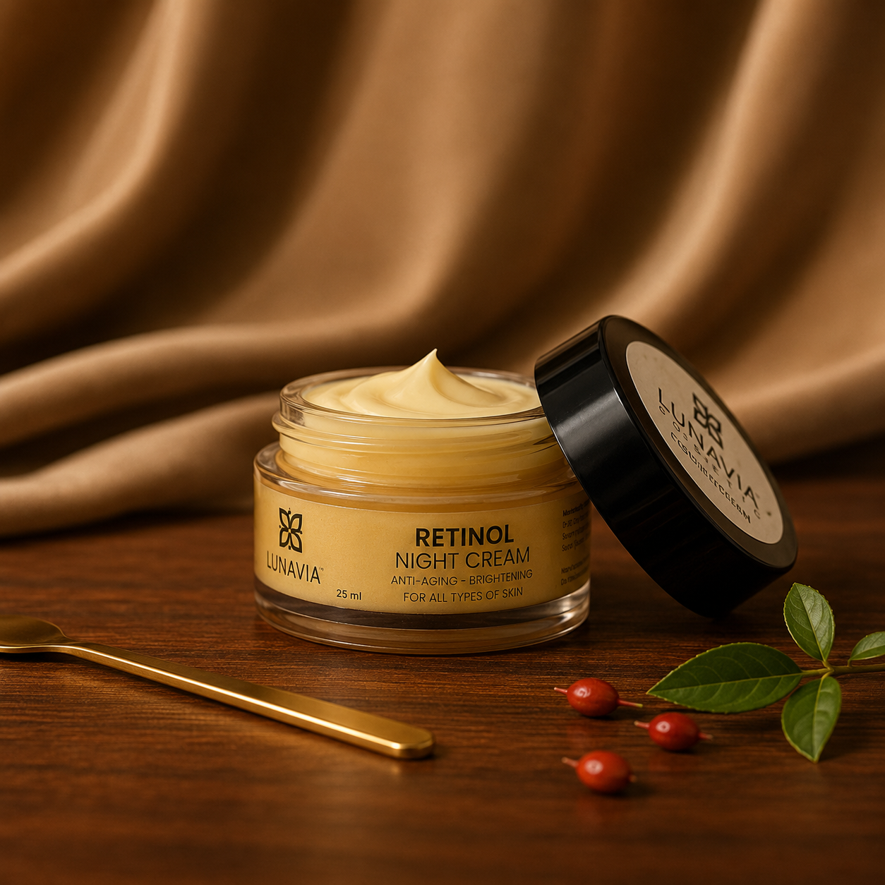 Retinol Night Cream for Anti-Aging & Skin Brightening | Overnight Repair Cream for Wrinkles, Fine Lines & Glowing Skin | Retinol Face Cream | 25ml