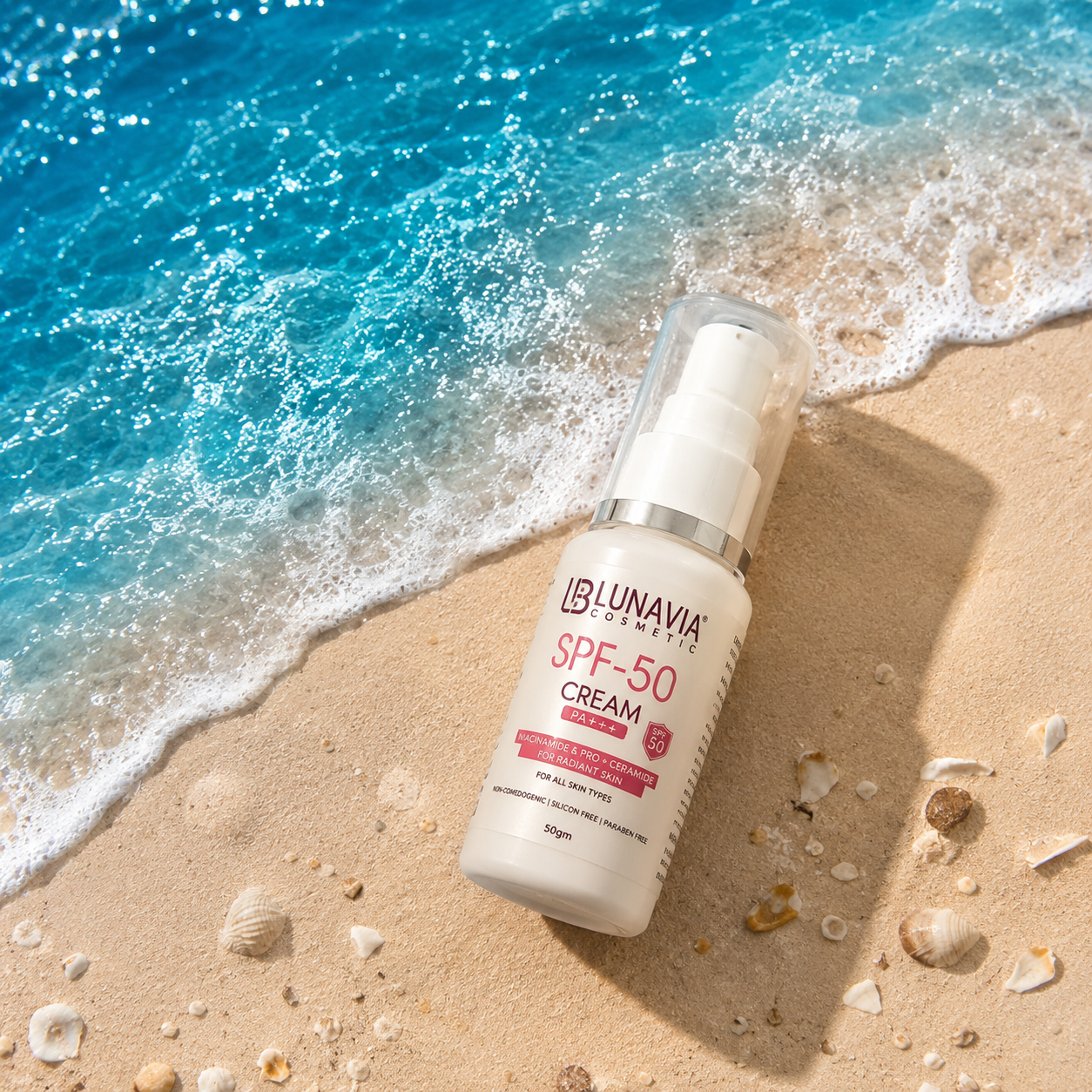 SPF 50 PA+++ Sunscreen Cream for Face | Broad Spectrum UVA UVB Protection | Niacinamide & Pro-Ceramide Sunscreen | Non-Comedogenic Daily Sunblock | 50g