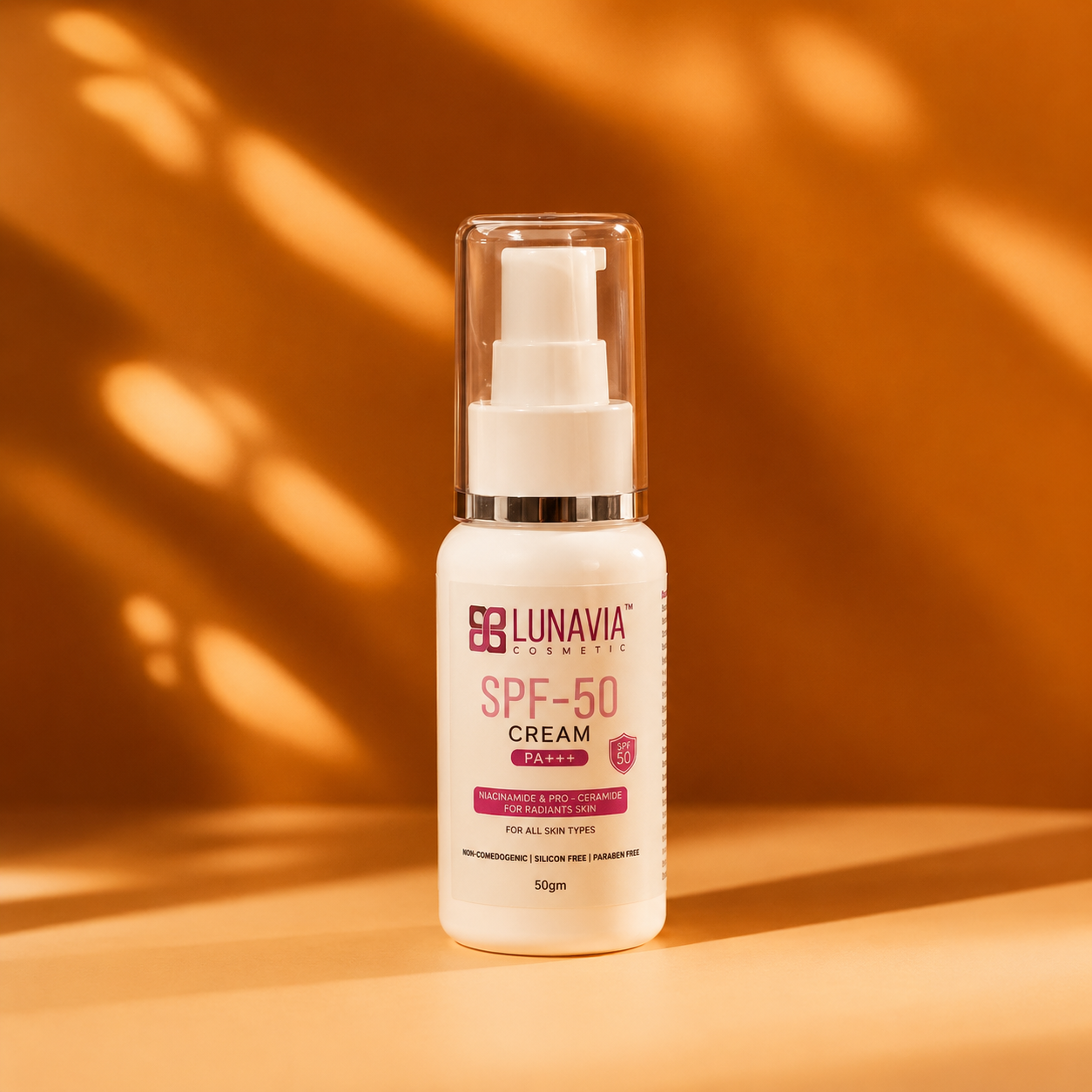 SPF 50 PA+++ Sunscreen Cream for Face | Broad Spectrum UVA UVB Protection | Niacinamide & Pro-Ceramide Sunscreen | Non-Comedogenic Daily Sunblock | 50g