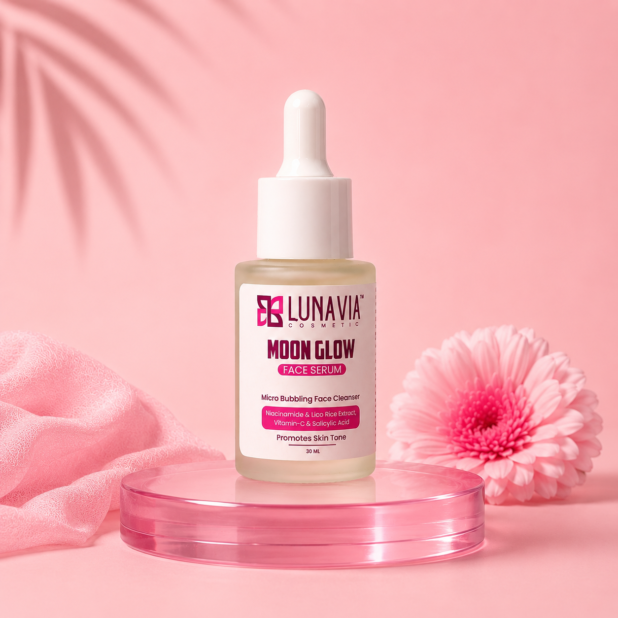 Moon Glow Face Serum with Niacinamide, Vitamin C & Salicylic Acid | Brightening Serum for Glowing Skin, Dark Spots & Hydration | 30ml