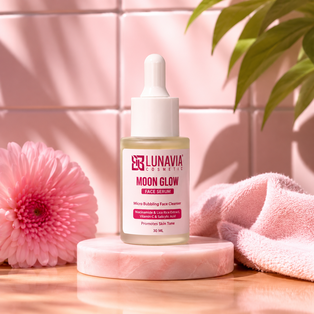 Moon Glow Face Serum with Niacinamide, Vitamin C & Salicylic Acid | Brightening Serum for Glowing Skin, Dark Spots & Hydration | 30ml