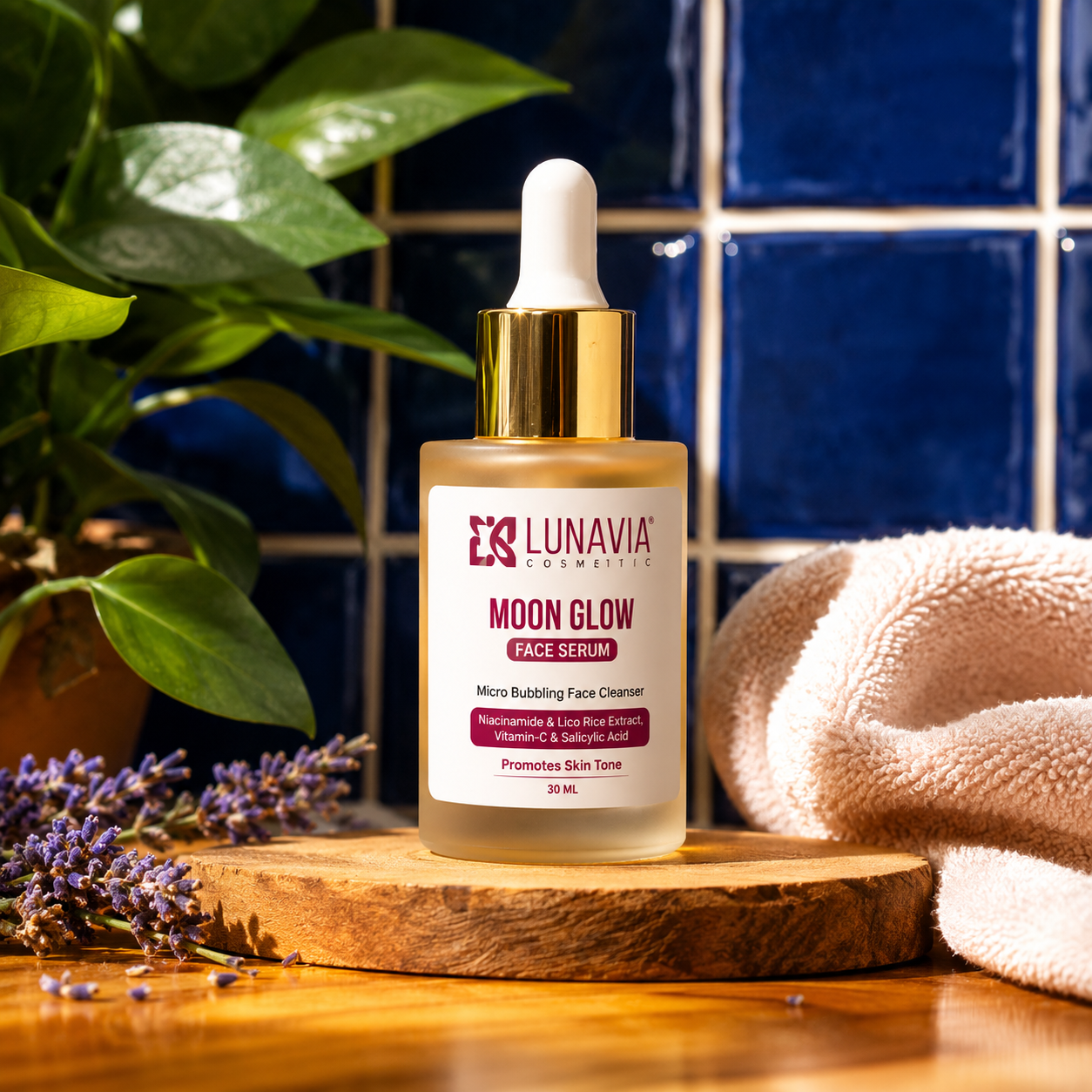 Moon Glow Face Serum with Niacinamide, Vitamin C & Salicylic Acid | Brightening Serum for Glowing Skin, Dark Spots & Hydration | 30ml