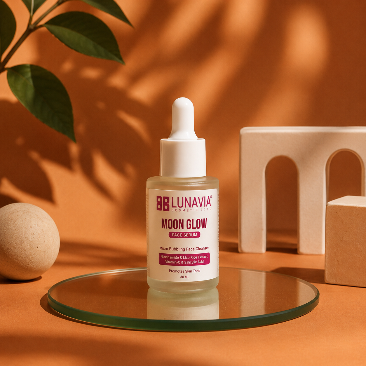 Moon Glow Face Serum with Niacinamide, Vitamin C & Salicylic Acid | Brightening Serum for Glowing Skin, Dark Spots & Hydration | 30ml