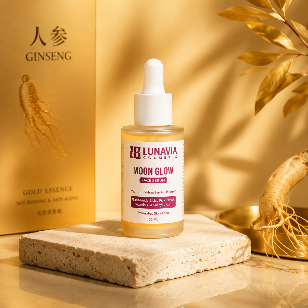 Moon Glow Face Serum with Niacinamide, Vitamin C & Salicylic Acid | Brightening Serum for Glowing Skin, Dark Spots & Hydration | 30ml