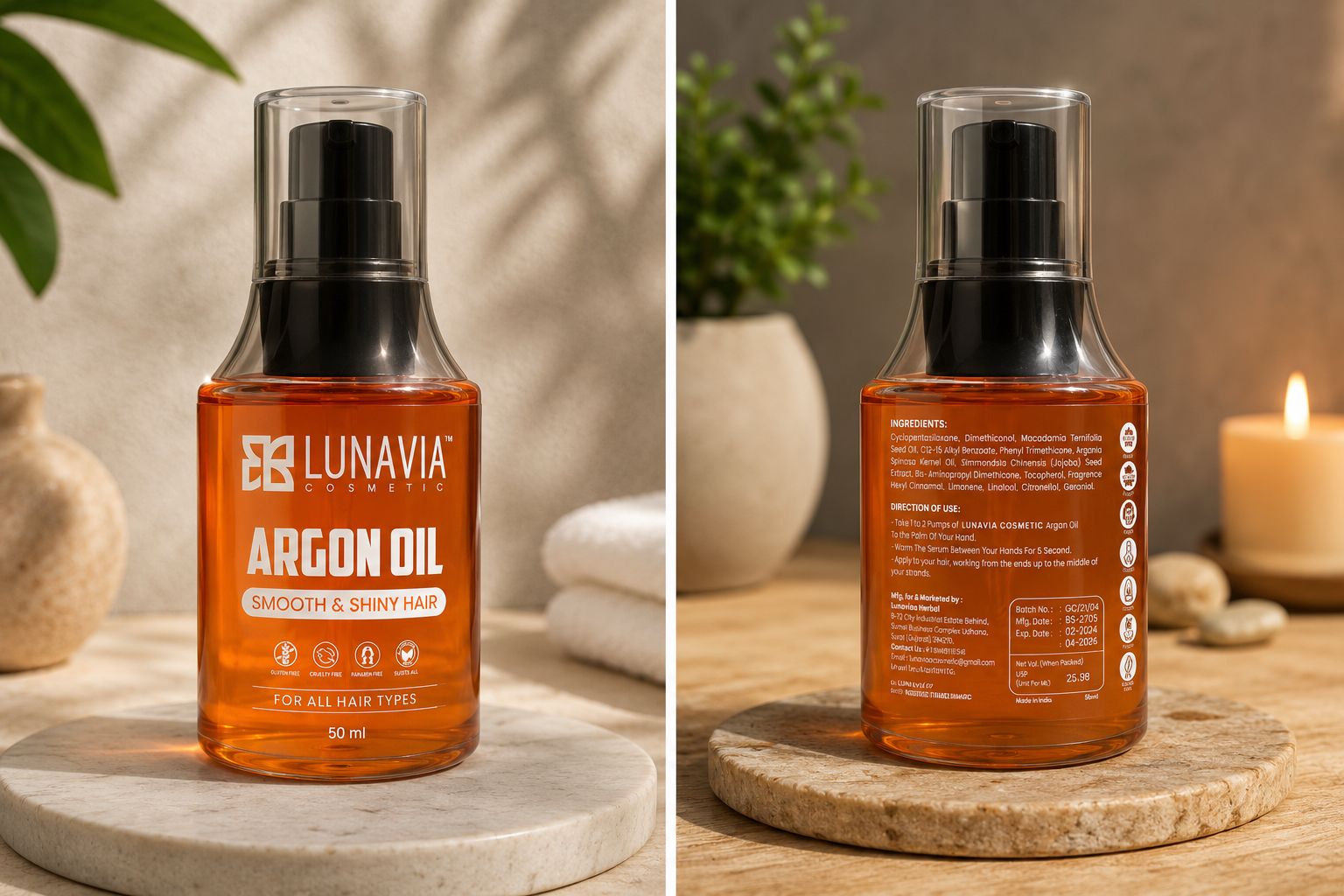 Argan Hair Oil for Hair Growth & Frizz Control | Smooth & Shiny Hair Serum | Natural Hair Nourishing Oil | 50ml