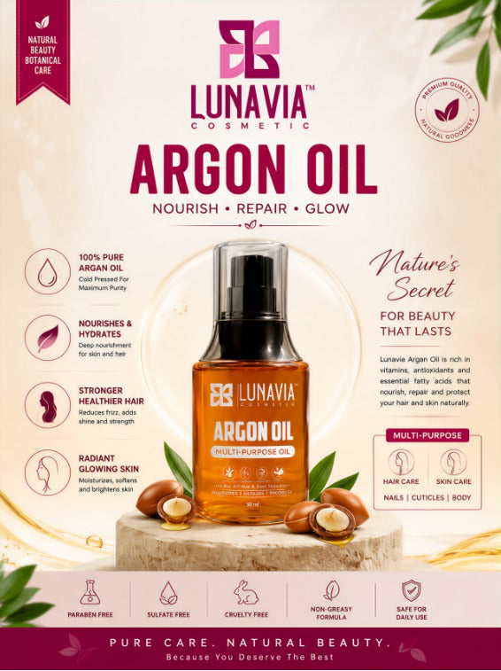 Argan Hair Oil for Hair Growth & Frizz Control | Smooth & Shiny Hair Serum | Natural Hair Nourishing Oil | 50ml