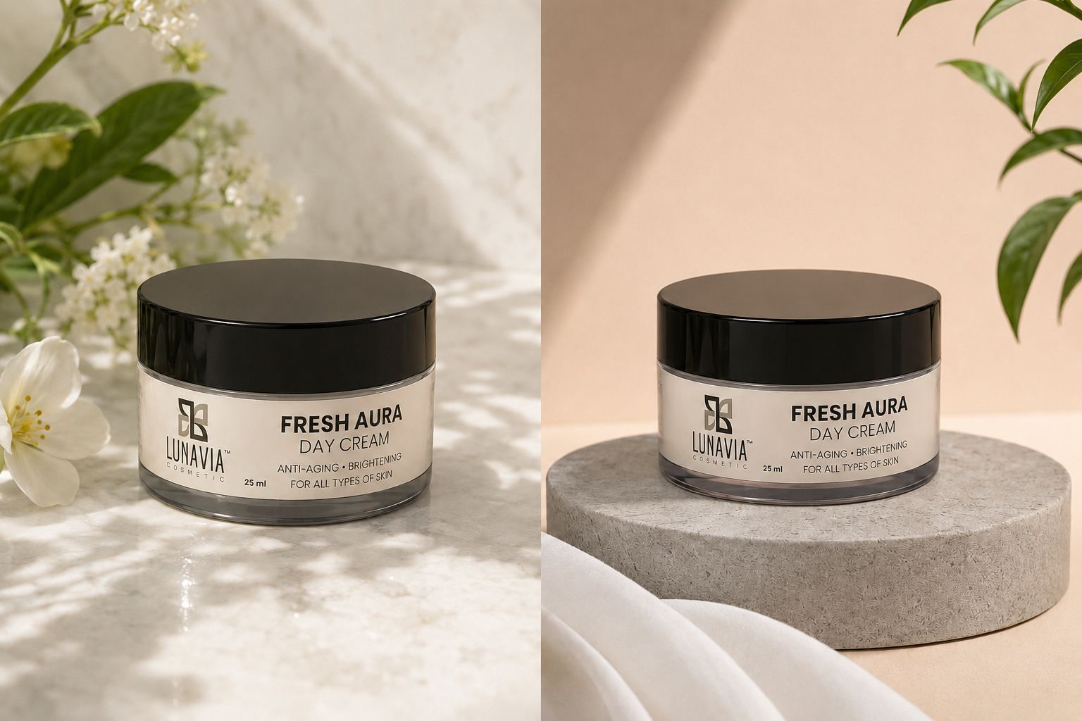 Fresh Aura Day Cream | Anti-Aging & Brightening Face Cream for Glowing Skin | Daily Moisturizer with Hydration & UV Protection | 25ml