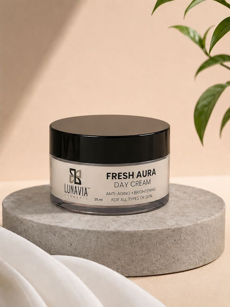 Fresh Aura Day Cream | Anti-Aging & Brightening Face Cream for Glowing Skin | Daily Moisturizer with Hydration & UV Protection | 25ml